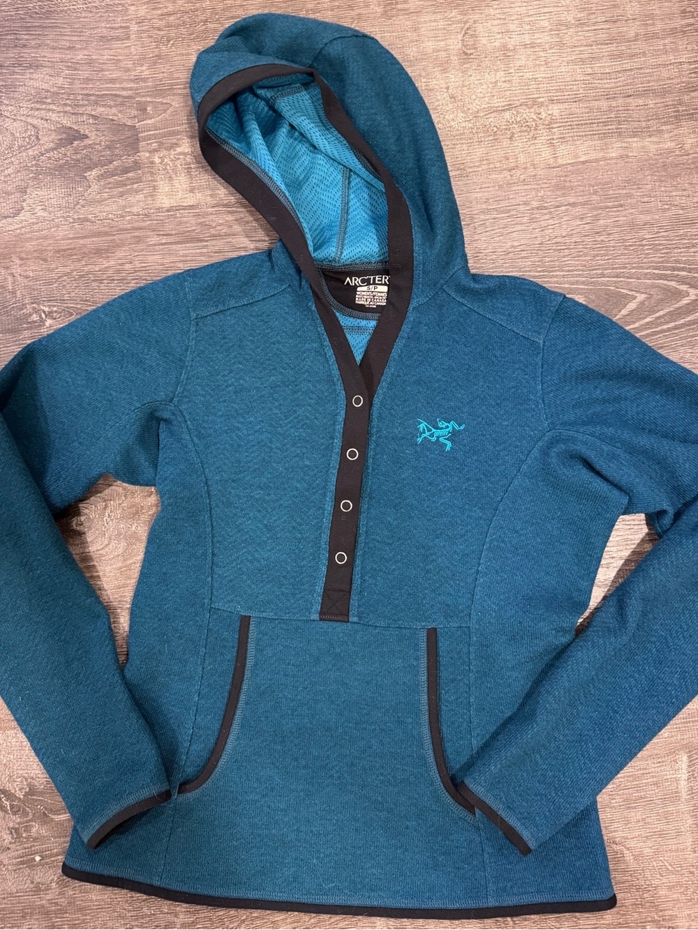 Arc’teryx Citadel Wool-Blend Fleece Hoody Pullover Womens Small Teal